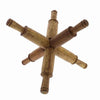 Benzara BM209768 6 Spindle Wooden Book Holder Sculpture, Natural Brown