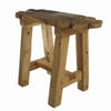 Benzara BM209769 Classic Wooden Stool with Carved Top and Angular Block Legs, Brown