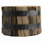 Benzara BM209772 6 x 4 Inches Round Wood Bundle with Metal Encasing, Brown and Gray