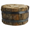 Benzara BM20977510 x 6 Inches Round Wood Bundle with Metal Encasing, Brown and Gray