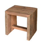 Benzara BM209780 Reclaimed Wood Stool with Plank Style Body and Sled Base, Brown