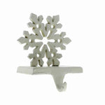 Benzara BM209787 Metal Frame Snowflake Shape Stocking Holder, Antique White