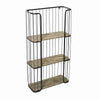 Benzara BM209791 Caged Metal Frame Wall Shelf with Wooden Panels, Black and Brown