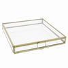 Benzara BM209801 Square Metal and Glass Frame Storage Box with U Shape Hanger, Medium, Gold