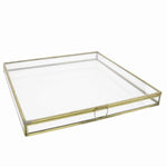 Benzara BM209803 Square Metal and Glass Frame Storage Box with U Shape Hanger, Grand, Gold