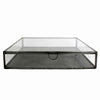 Benzara BM209805 Square Metal and Glass Frame Case with Lift Top Storage, Large, Black