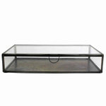 Benzara BM209806 Rectangular Metal and Glass Frame Case with Lift Top Storage, Black
