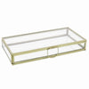 Benzara BM209811 Rectangular Glass Box with Metal Frame and Handle, Small, Brass and Clear