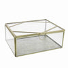 Benzara BM209812 Diamond Top Metal Frame Storage Box with Glass Insets, Large, Gold