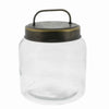 Benzara BM209813 Cylindrical Glass Canister with Metal Lid, Small, Clear and Antique Gold