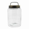 Benzara BM209814 Cylindrical Glass Canister with Metal Lid, Medium, Clear and Antique Gold
