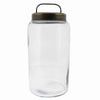 Benzara BM209815 Cylindrical Glass Canister with Metal Lid, Large, Clear and Antique Gold