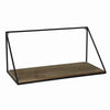 Benzara BM209817 Parallelogram Shape Metal Frame Wooden Shelf, Medium, Black and Brown