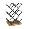 Benzara BM209838 Industrial Style Criss Cross Wine Rack with Wooden Base, Black and Brown