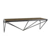 Benzara BM209843 Wood and Metal Wall Shelf with Geometric Base, Black and Brown