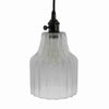 Benzara BM209871 Corrugated Glass Pendant Light with Metal Hardware, Small, Clear and Black