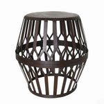 Benzara BM209892 Drum Shape Metal Side table with Geometric Caged Pattern, Dark Brown