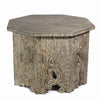 Benzara BM209904 Octagon Shape Wooden Side Table with Intricate Carvings, Brown