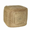 Benzara BM209908 Square Hemp Pouf with Cotton Filling Inside, Light Brown