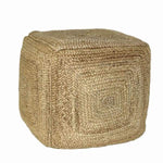 Benzara BM209908 Square Hemp Pouf with Cotton Filling Inside, Light Brown