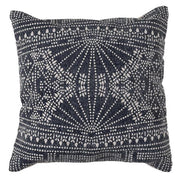 Benzara BM209913 Batik Style Hand Printed Cotton Pillow with Polyfill, Blue and White
