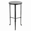 Benzara BM209919 Contemporary Side Table with Metal Frame and Round Stone Top, Black