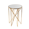 Benzara Circular Glass Top Accent Table with Tubular Geometric Base, Gold