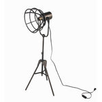 Benzara Metal Table Lamp with Cage Type Shade and Tripod Base, Medium ,Black