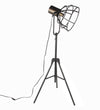 Benzara Metal Floor Lamp with Cage Type Shade and Tripod Base, Large ,Black