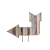 Benzara Wooden Wall Decor Arrow with 2 Hooks Pointing Downward and Left, Multicolor