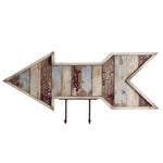 Benzara Wooden Wall Decor Arrow with 2 Hooks Pointing Left, Multicolor