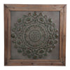 Benzara Wood and Metal Wall Decor with Embossed Floral Design, Gray and Brown