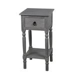 Benzara Wooden End Table with One Drawer and Open Bottom Shelf, Gray