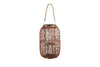 Benzara 16.25`` Bellied Shape Lantern with Jute Handle and Lattice Design, Brown