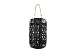 Benzara 23.25" Octagonal Weave Design Bellied Lantern with Hanger, Black