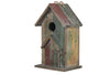 Benzara Wooden Bird House with Rope Hanger, Multicolor