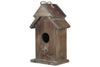 Benzara Wooden Bird House with Double Roof Design, Brown