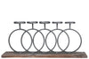 Benzara Wood and Metal Candle Holder with Interlocking 5 Rings, Gray and Brown