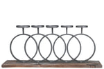Benzara Wood and Metal Candle Holder with Interlocking 5 Rings, Gray and Brown