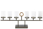 Benzara Metal, Clustered Candle Holder with 6 Glass Hurricanes, Black and Gold