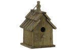 Benzara Wooden Bird House with Double Gable Roof Design and Metal Handle, Brown
