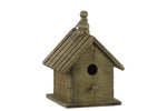 Benzara Wooden Bird House with Gable Roof Design and Metal Handle, Brown