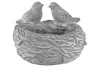 Benzara Traditional Round Bowl with Nest Design Body and 2 Birds Figurines, Gray