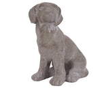 Benzara Cement Sitting Labrador Dog Breed Looking Towards Left, Concrete Gray