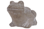 Benzara Cement Sitting Frog Figurine Looking Straight, Concrete Gray