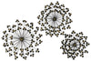 Benzara Metal Wall Decor with Radial Clover Leaf Design Pattern, Set of 3, Black