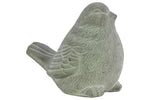 Benzara Cement Sitting Bird Figurine with Fur Like Texture, Concrete Gray