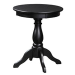 Benzara Round Wooden Accent Table with Pedestal Base, Black