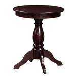 Benzara Round Wooden Accent Table with Pedestal Base, Espresso Brown