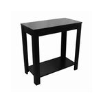 Benzara Wooden ChairSide Table with Bottom Shelf and Block Legs, Black